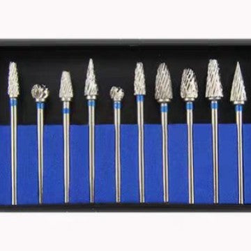 Dental tungsten steel grinding head 10-piece set 2.35 dental technician grinding head, carbide file, dental tungsten steel drill bit