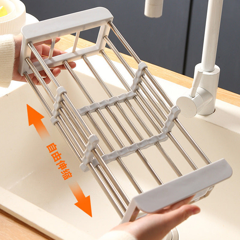 Sink Drain Basket Retractable Vegetable Basin Kitchen Washing Water Vegetable Filter Basket Household Dish Rack Dish Storage Rack