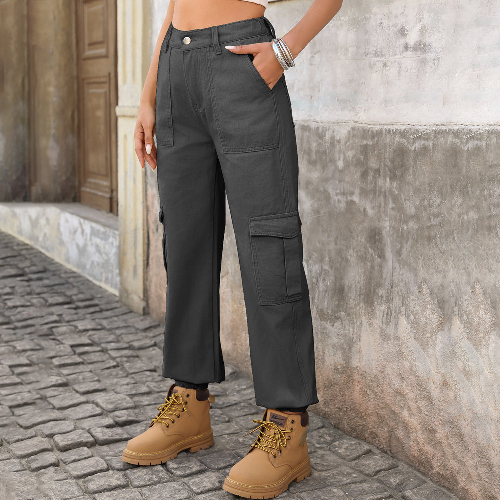 European and american cross-border e-commerce  independent site new streetwear fashion multi-pocket cargo straight-leg denim jeans for women