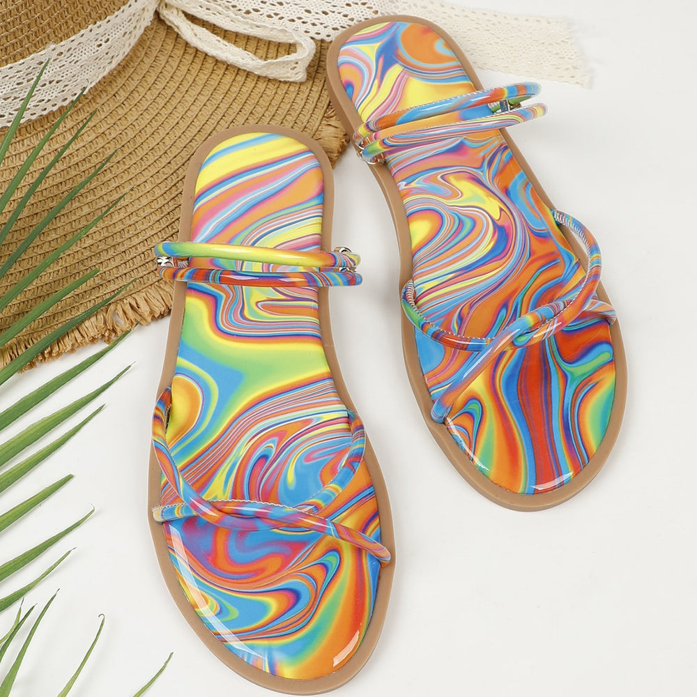 Women's slippers 2025 cross-border new arrivals: european and american style fashionable sandals, colorful open-toe flat slides for outdoor wear