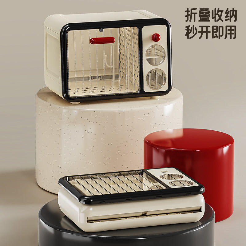 Baby bottle storage box drain with lid dustproof baby food tools tableware water cup tableware storage box cabinet