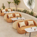 Designer sofa set for milk tea shops, cafes, dessert parlors, booth restaurants, bbq restaurants, and snack shops - creamy style table and chair combination