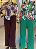 European and american cross-border women's fashion:  summer new arrival - elegant and chic printed shirt with wide-leg pants casual set
