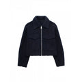 spring/autumn women's designer wool blend jacket: unique streetwear style, relaxed fit, cropped length