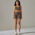 fashion seamless knitting beautiful back high elastic sports bra yoga suit running fitness shorts two-piece set for women