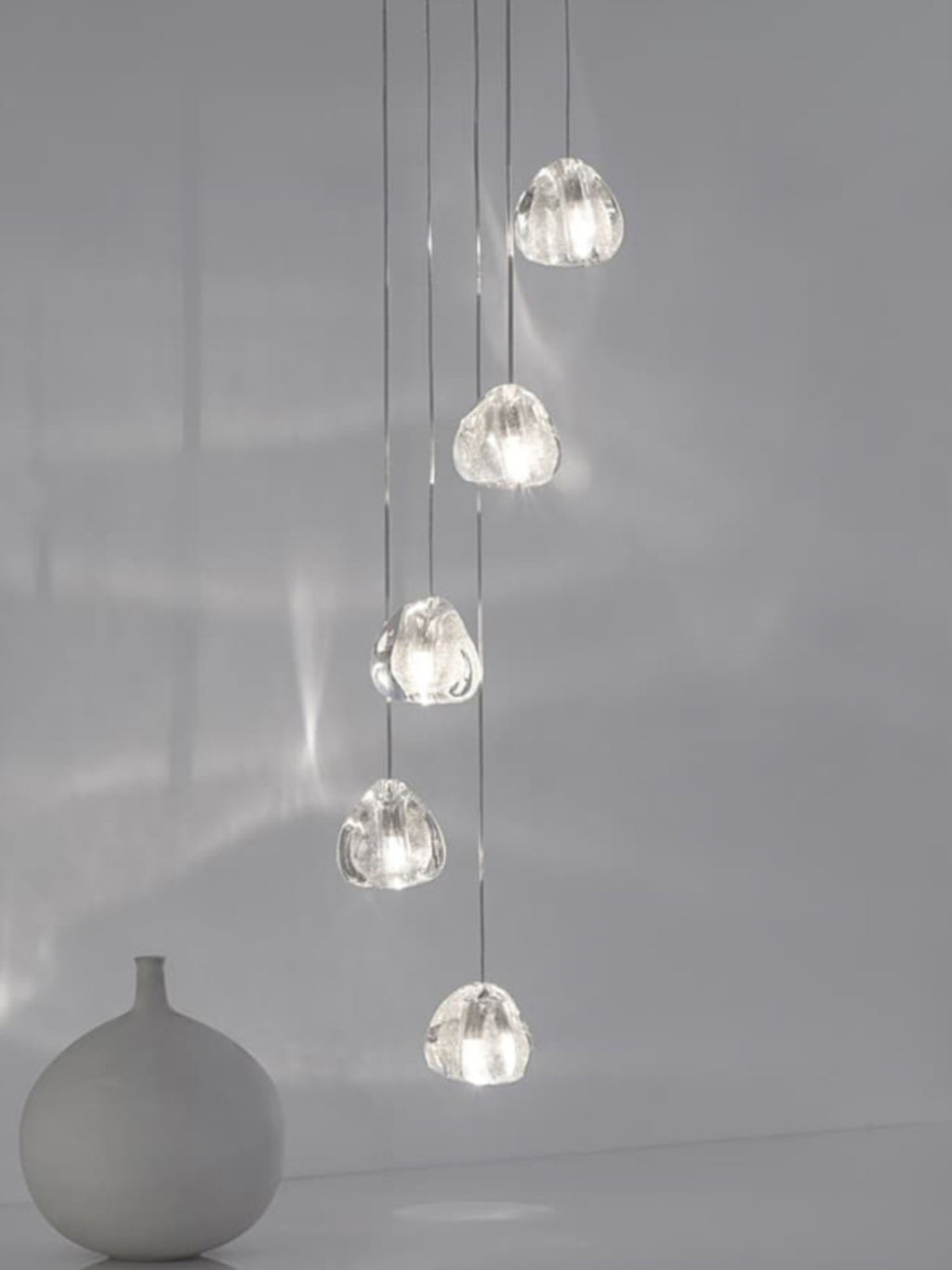 Nordic duplex villa retro rotating staircase crystal lamp G9 lamp holder simple restaurant dining room living room chandelier