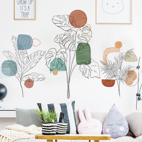 Small fresh food sticker watercolor color block background wallpaper painting sofa bedroom decoration removable wall sticker