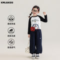 Girls' fall  new cartoon raglan long sleeve crew neck top t-shirt undershirt