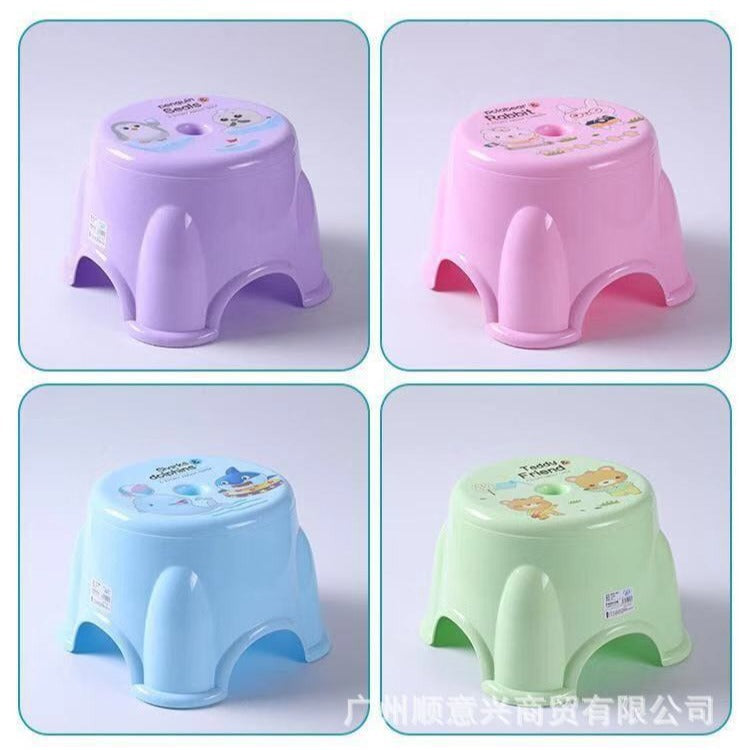Children's plastic small stool Kindergarten bench Round low stool Coffee table stool Household non-slip bath low stool Small chair