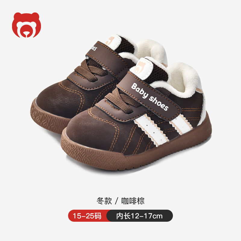 Toddler shoes for baby boys 0-1-3 years old, autumn/winter infant and toddler shoes, girls' shoes, soft sole functional fleece-lined thickened cotton shoes