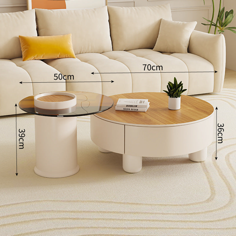 French cream style coffee table light luxury normcore living room slate coffee table modern small apartment storage scandinavian round combination