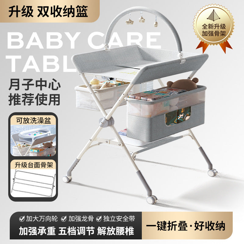 Diaper changing table - portable, multifunctional, foldable, washable baby bed for diaper changing and bathing