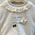 Girls' autumn/winter three-layer quilted padded sweatshirt, korean style trendy top, baby girl long-sleeved warm base layer