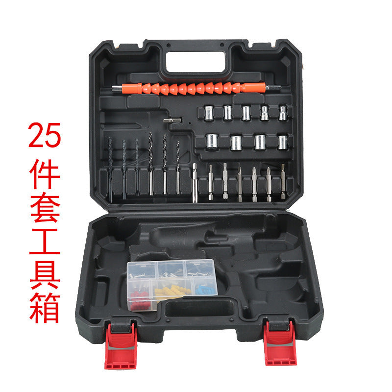 Lithium battery drill set blue toolbox set, household electric screwdriver set combination toolbox set