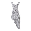 Amazon bestselling women's summer  new slim-fit u-neck ruffle trim polka dot asymmetrical hem dress