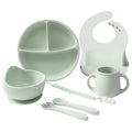 hot-selling food-grade silicone tableware 7-piece set, baby eating special tableware set, maternal and infant products supply