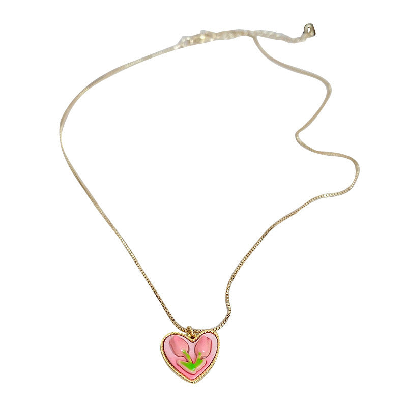 Flower love pendant pearl necklace for women easiest for matchniche style design popular necklace korean fashionsweet clavicle chain