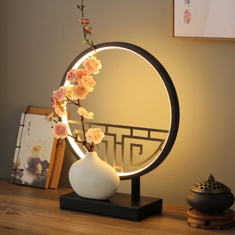 New chinoiserie table lamp bedroom bedside lamp zen ornaments wedding girl lotus creative gift home remote control lotus