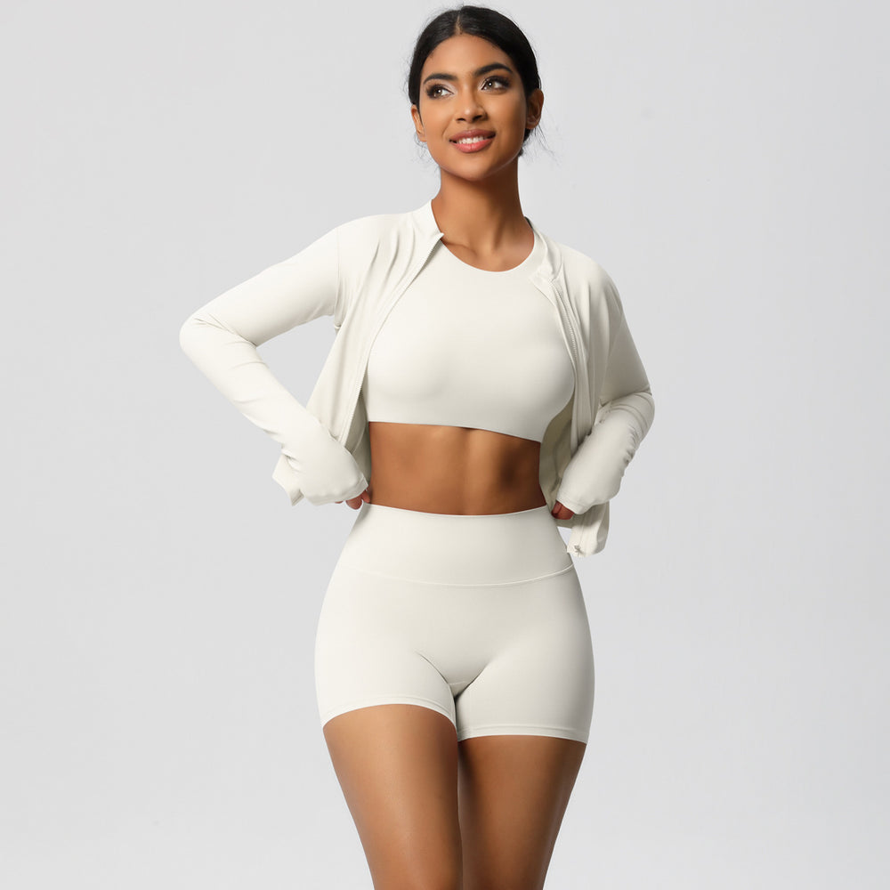 European and american high-waisted, tight-fitting yoga outfit - barely-there feel, quick-dry activewear set for women - outdoor casual, slimming, three-piece gym set