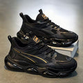 Men's spring casual running shoes - black athletic sneakers for teenagers, junior high students - soft sole, ultra-lightweight, shock-absorbing air cushion running shoes