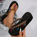 plus size colorful rhinestone tassel flip-flops dopamine girl colorful flip-flops classy beach sandals
