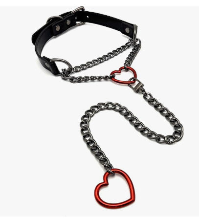 European and american new lariat heart necklace o-ring sliding chain necklace hip hop punk rock stainless steel pendant