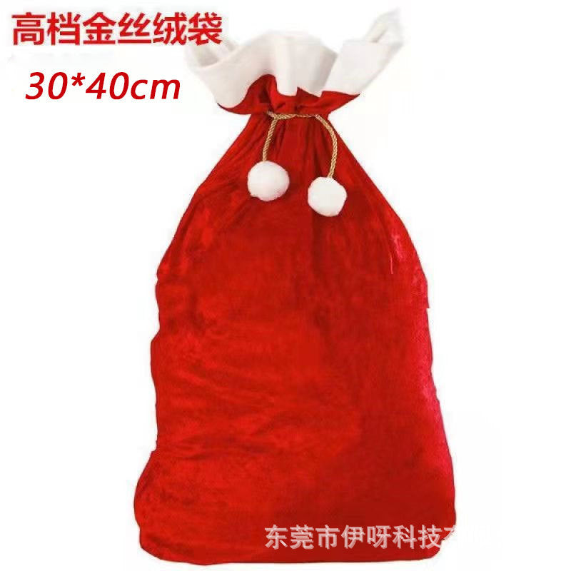 new arrival christmas red gold velvet gift bag santa gift backpack high-end packaging bag drawstring bag