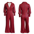 C8442 european and american clothing spring  elegant lantern high waist straight-leg printed wide-leg cross-border african jumpsuit