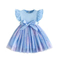 Children's clothingfashionsweet girl flying sleeves bows mesh summerdressfashion