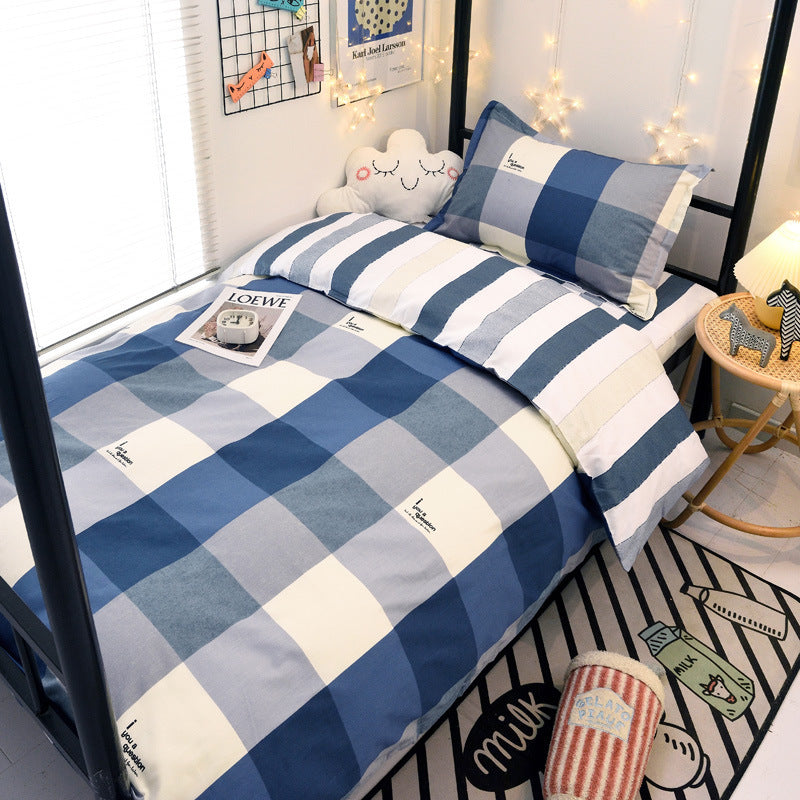 Student dormitory quilt cover three-piece bed sheet pure cotton single bed children's bed quilt cover simple four-season universal 3