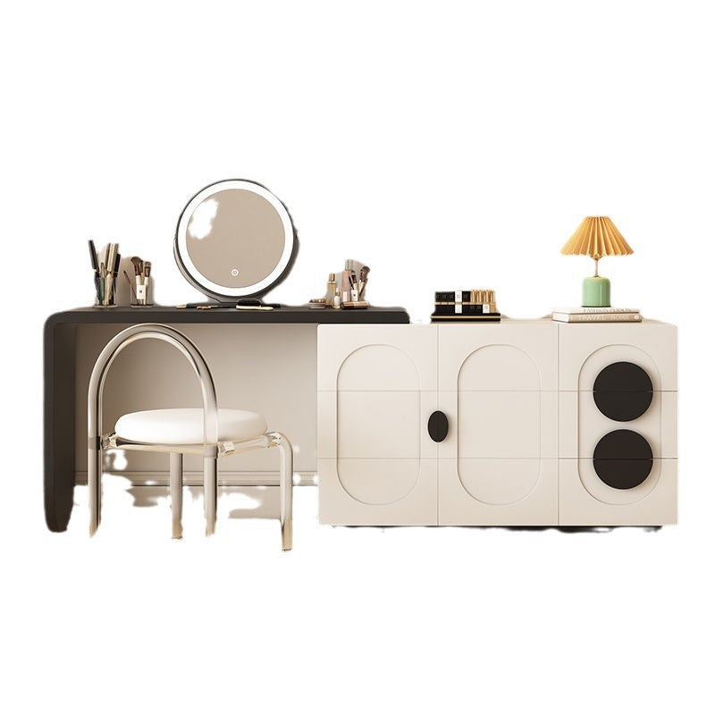French retro solid wood vanity table with drawer cabinet - modern minimalist master bedroom high-end black and white desk makeup vanity