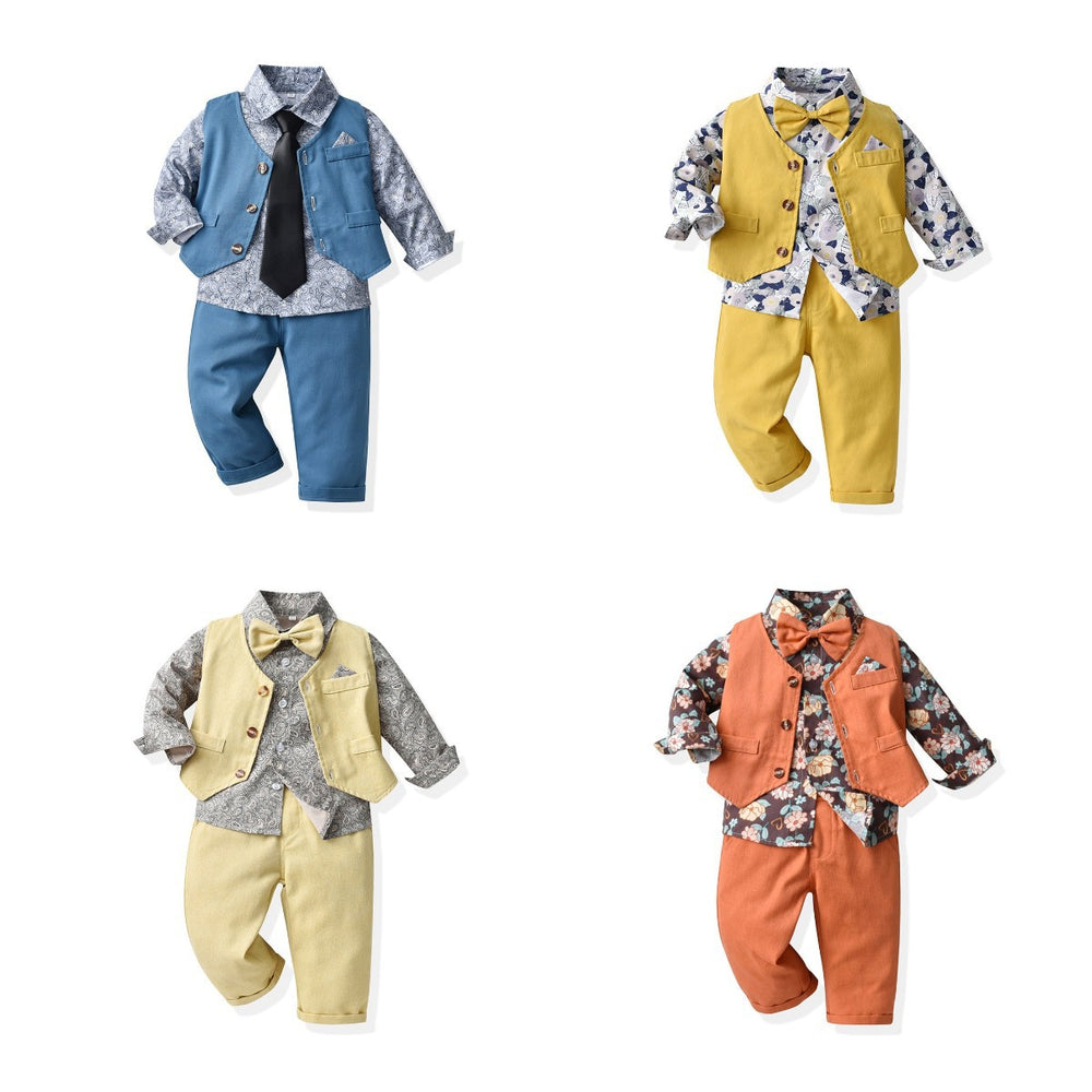 Boys' spring outfit set - new foreign trade style, stylish three-piece casual set for young boys and children, trendy and chic