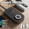 Smart wireless charging socket with multi-function usb super charging 60w power strip, type-c, for office and dorm use