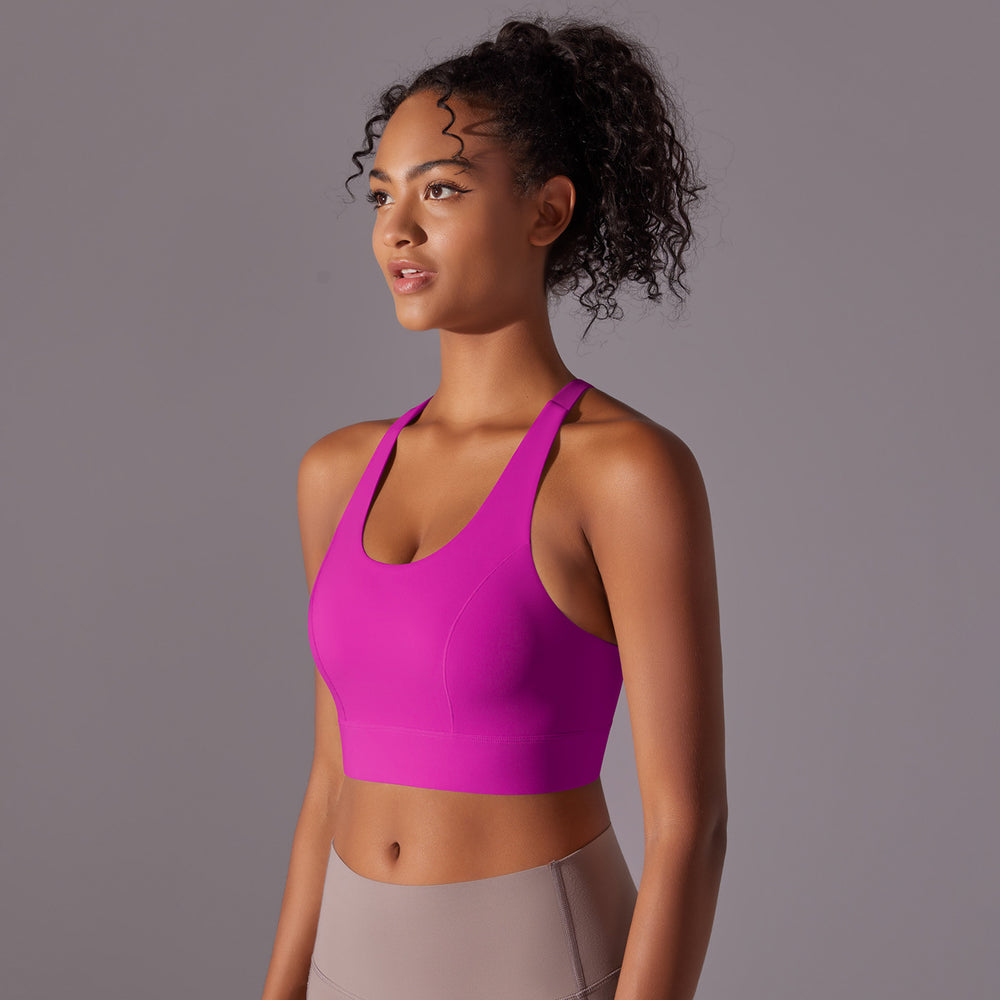 New arrivalsexy back sports intimates high-strength fixed cup yoga bra seamless back buckle bubble wrap fitness vest