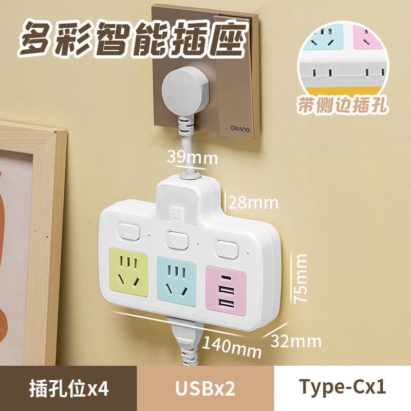 Colorful socket converter multi-function plug conversion for home with usb one to three multi-hole plug-in board