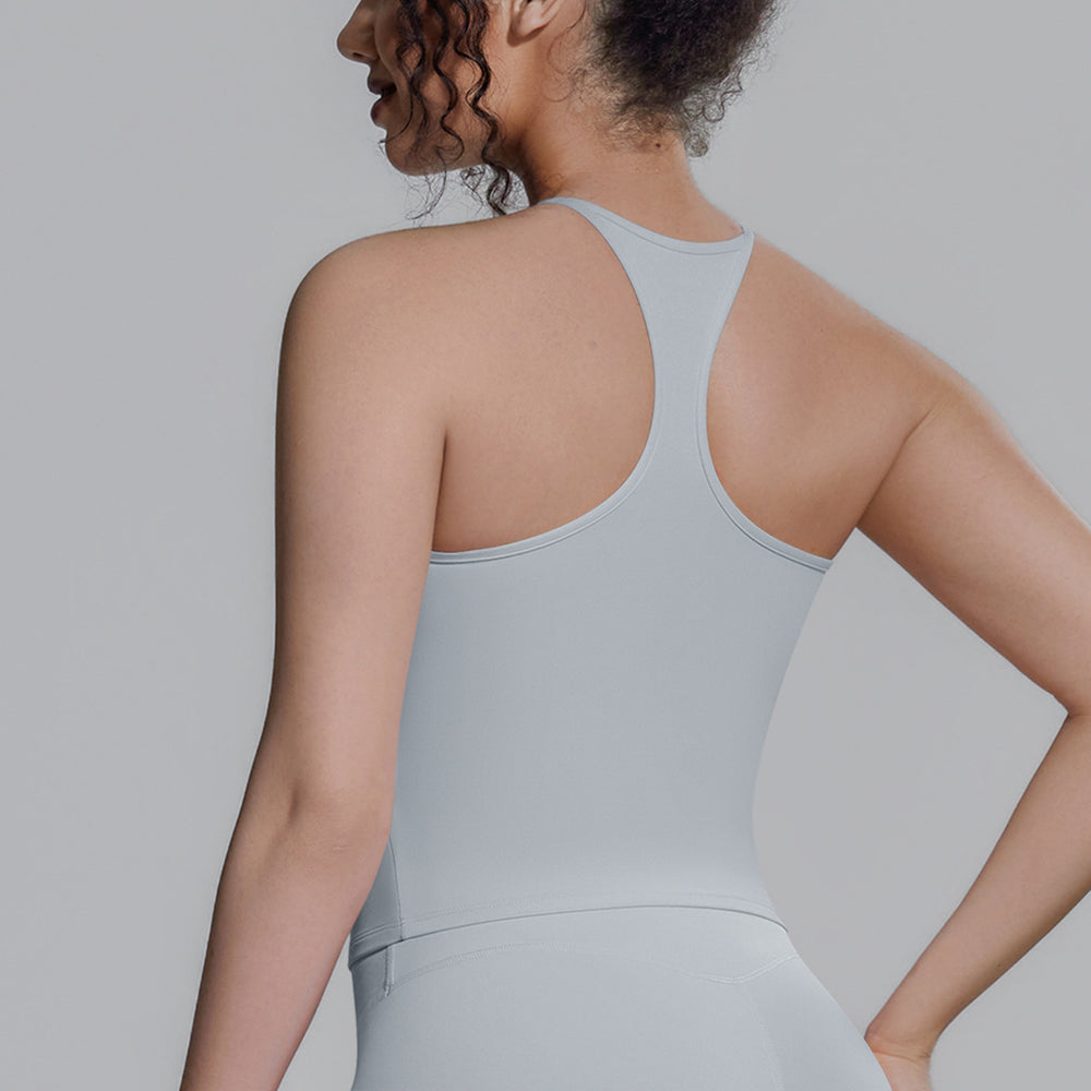 New arrival cross-border double-sided brocade pure color i-shaped beautiful back breathable tight vest sports running fitness yoga wear tops