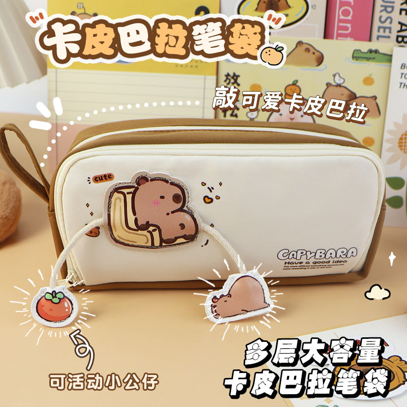 Cartoon Dolphin Door Stationery Bag Waterproof Cross-border Pencil Bag ins Wind Stationery Box Primary School Students Advanced Sense Pencil Bag Customization