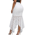 New arrivaleleganceretrohigh waist silm skirt whiteasymmetrical lacecut out hip skirtlace skirt