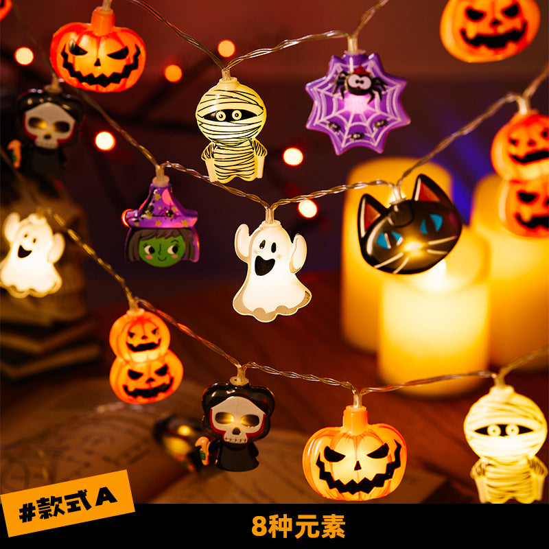 Halloween decorative light string led small battery box colorful lights holiday flash ambient lights pumpkin usb light strip arrangement