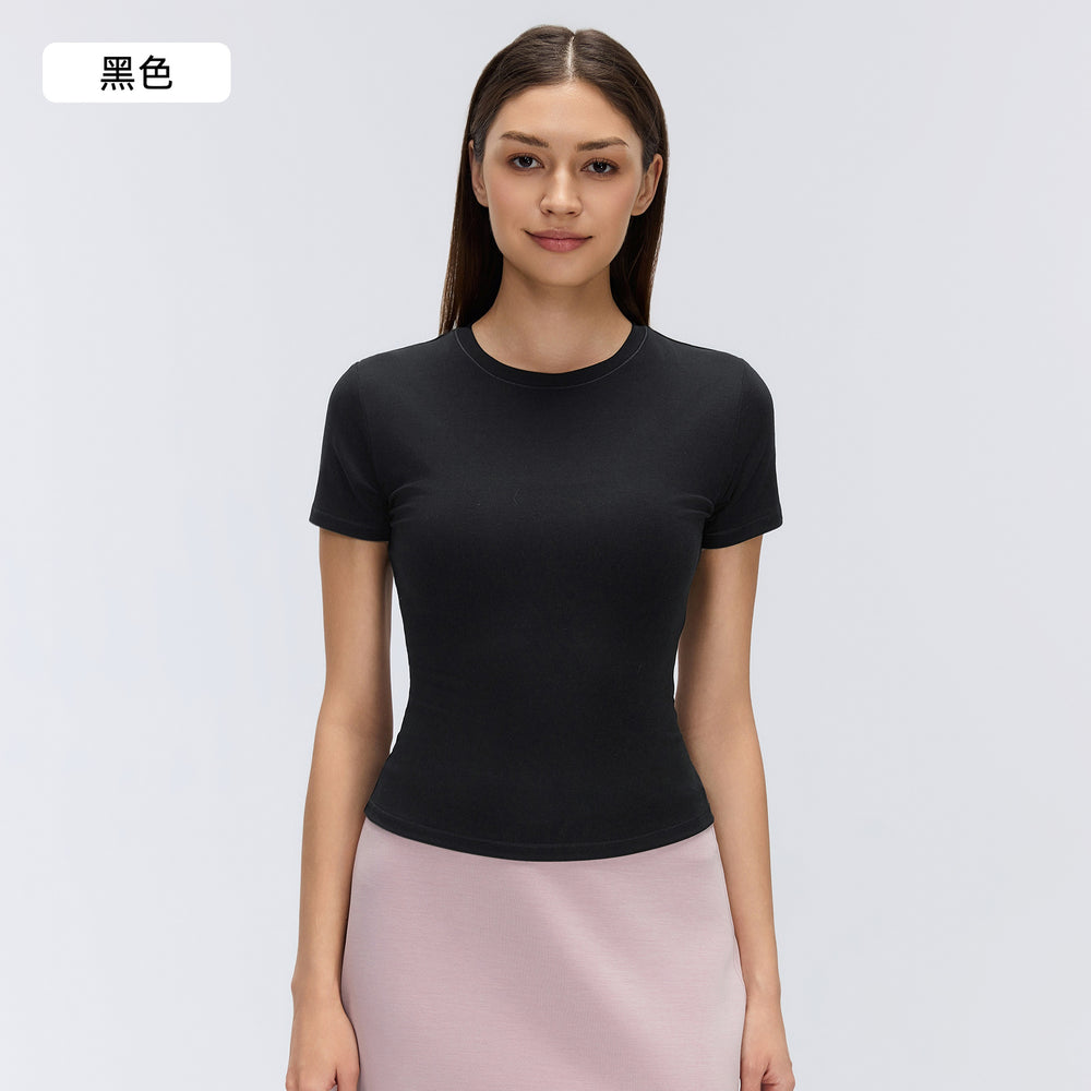 Women's summer quick-dry breathable yoga top - short sleeve crew neck casual running sports fitness t-shirt (model d26080)