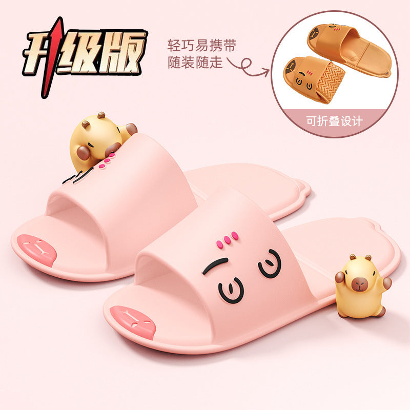 Foldable travel cartoon slippers - women's portable, non-slip disposable slippers for travel, business trips, hotels, and bathing