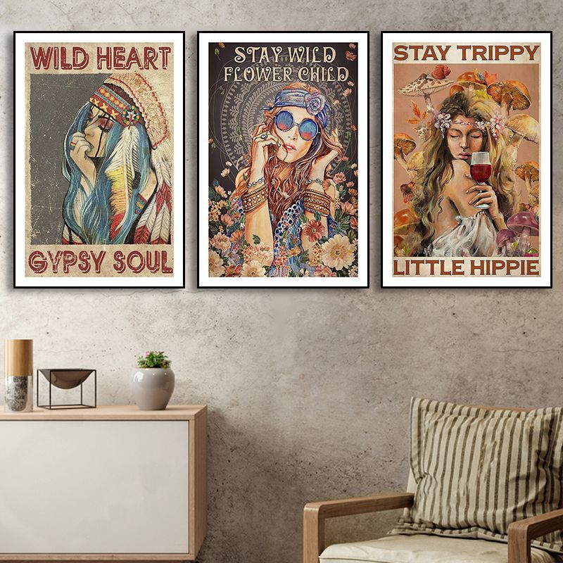 Bar decoration painting retro music dining bar restaurant KTV box hanging painting cafe clear bar abstract beautiful woman mural