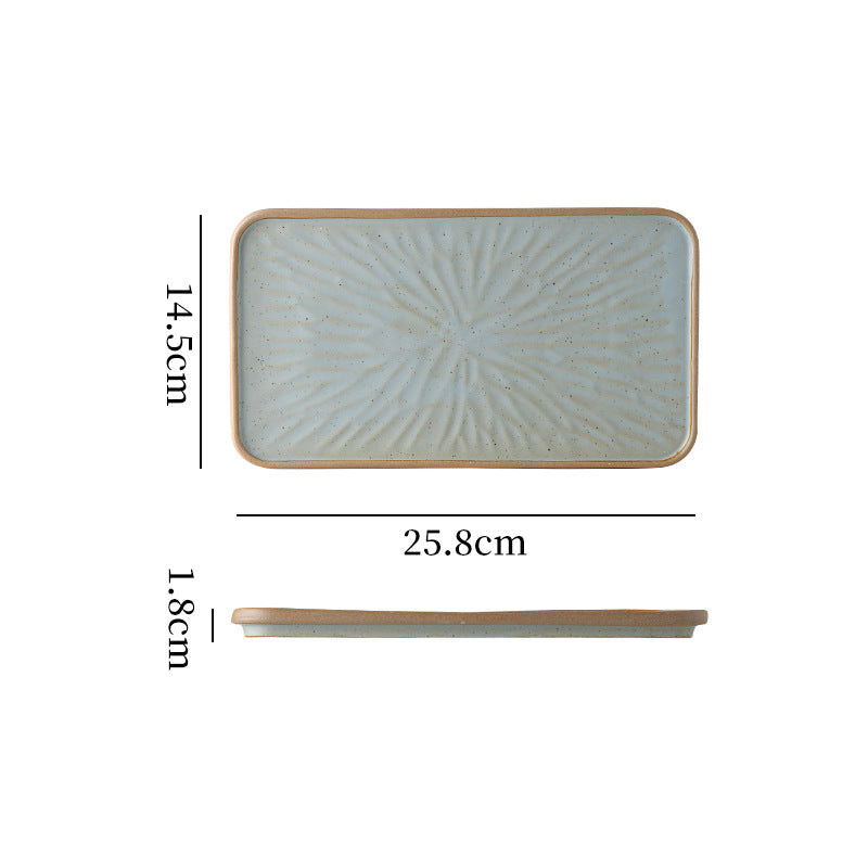 Japanese-style ceramic creative retro rectangular flat plate fish plate restaurant home hotel unique serving plate dessert plate square plate