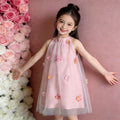 【kids】girls' summer dress - 3d floral mesh princess dress - baby birthday party super fairy gown