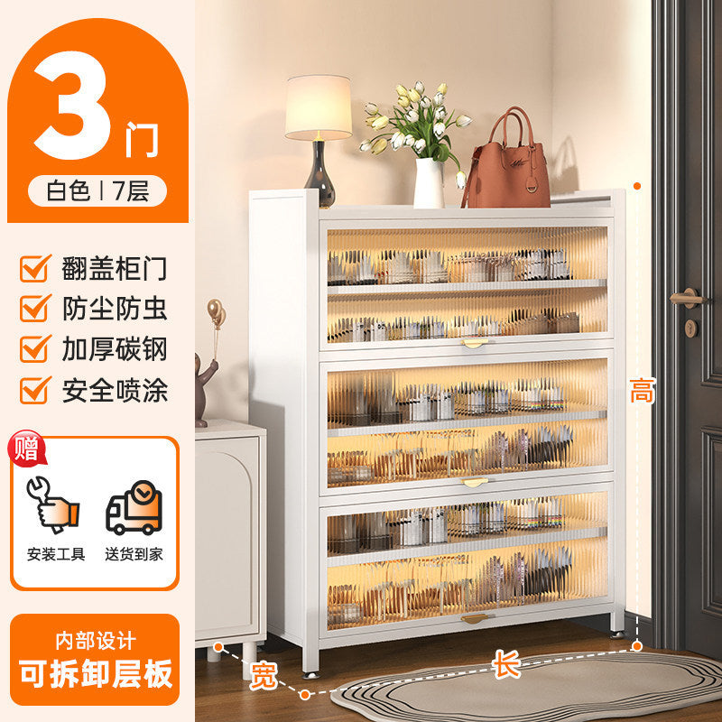 Steel shoe cabinet for home door storage cabinet all-in-one wall-mounted large-capacity multi-layer storage cabinet entrance entrance shoe rack