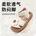 Girls' summer soft-soled first walker sandals - cute floral closed-toe, anti-kick, non-slip, breathable toddler functional shoes, ages 1-4