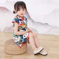 Girls' cheongsam: new  princess dress, kids' short-sleeve dress, chinese style hanfu for toddlers and young children - trendy baby outfit