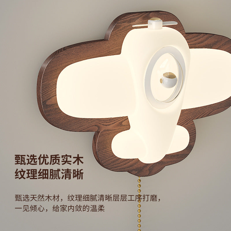 Wall lamp simple modern creative cloud plane children's room wall lamp log wind bedroom bedside ambient lamp