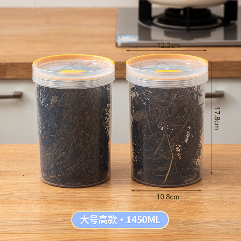Kitchen plastic transparent grain jar fresh-keeping spices scented tea tangerine peel sealed jar food grade portable round storage box