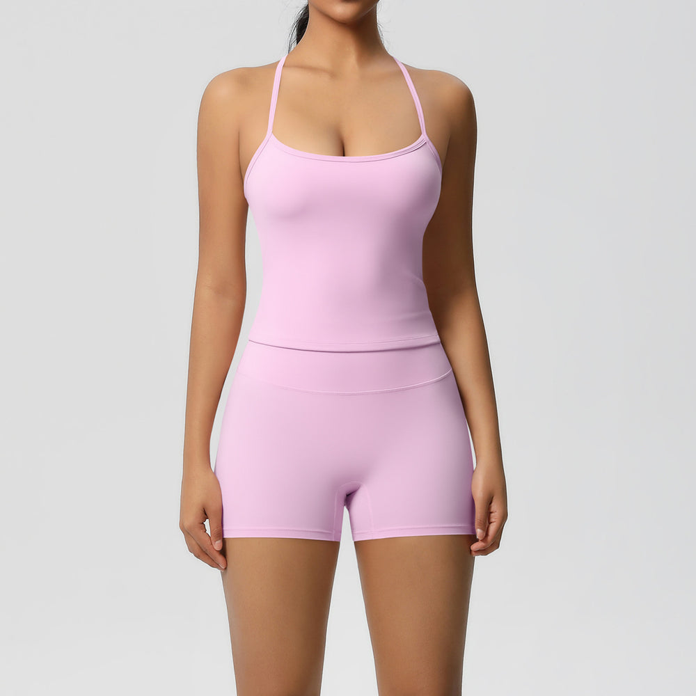 Ready-to-ship, solid color, double-sided brushed, racerback, longline tank top for women. perfect for running, fitness, yoga, and other workouts